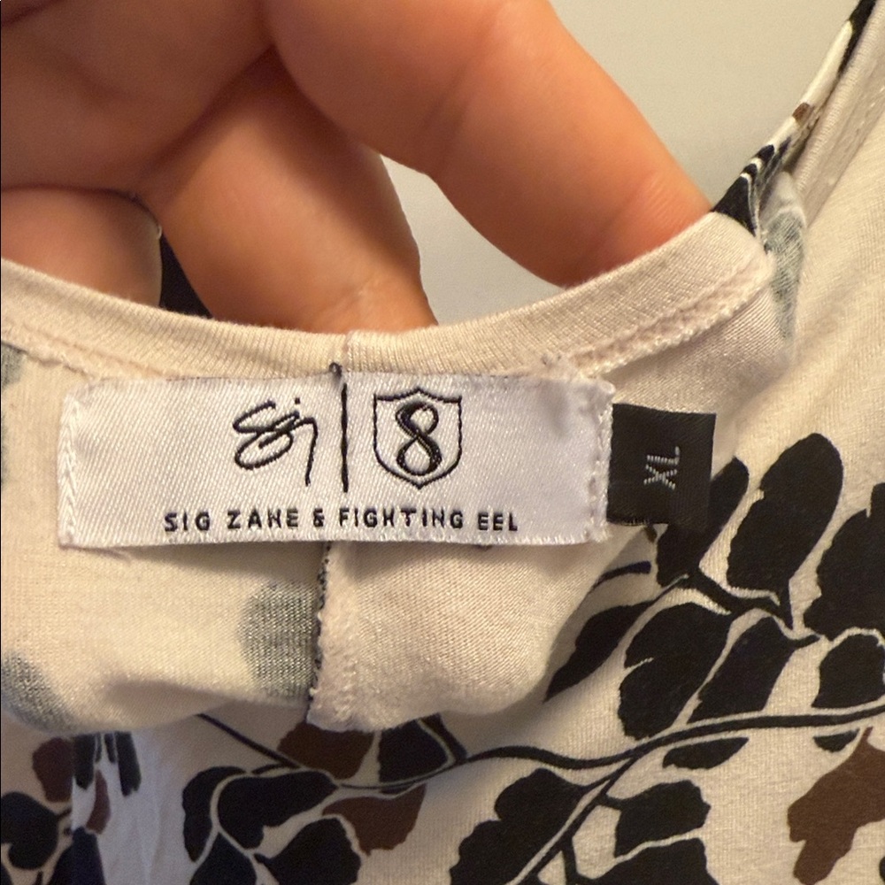 Sig Zane Cream and Black Leaf Print Dress - Picture 2 of 5